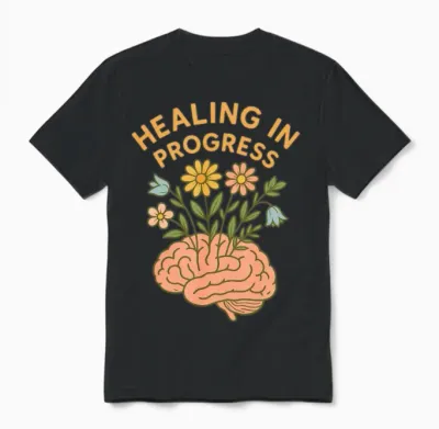 Healing in Progress - Mental Health Awareness Unisex T-Shirt - Black