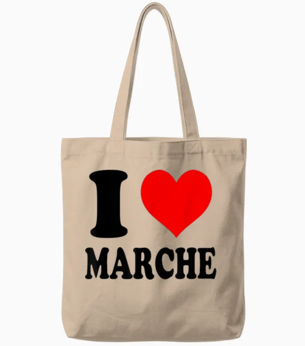 I Love Marche Italie Tote Bags in Natural