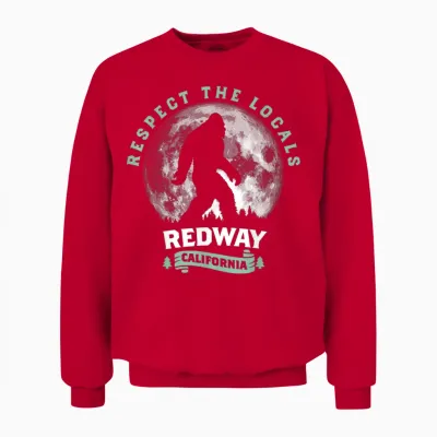 Redway California Bigfoot Night Walk Retro Unisex Sweatshirt - Red