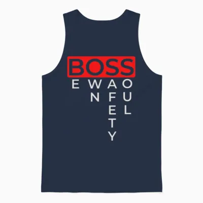 Boss Logo Funny Unisex Tank Top - Navy