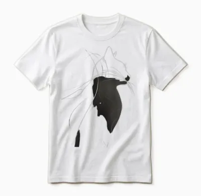 Stylish Cat Silhouette Pattern T-Shirt, Black, S Unisex T-Shirt - White