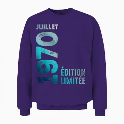 July 1970 Retro Year 1970 Vintage 1970 Limited Edition Unisex Sweatshirt - Purple