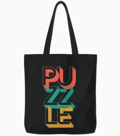 Retro Puzzle Tote Bags - Black
