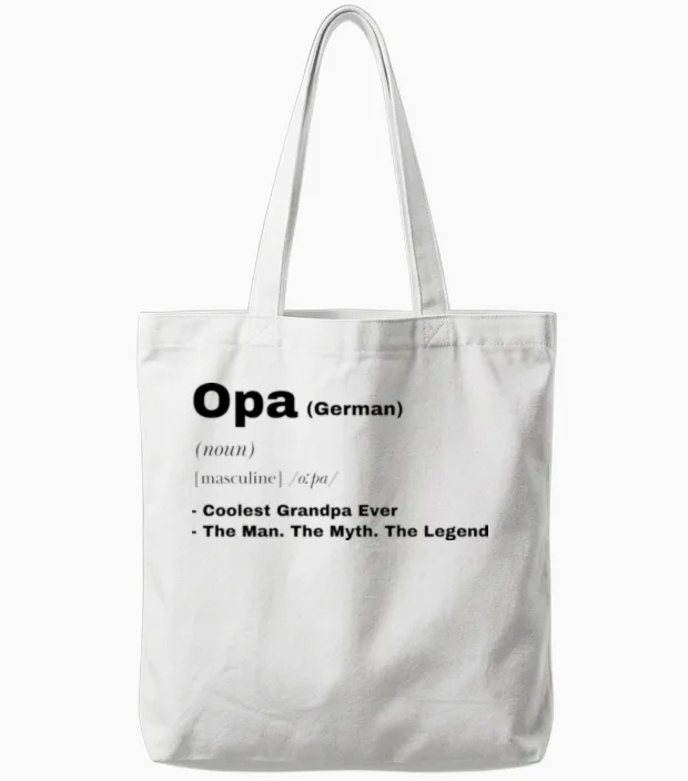 Funny German Opa Grandpa Design Tote Bags in White