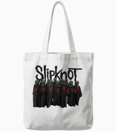 Slipknot Choir Symbol Music Band Back T-Shirt, Black, S Tote Bags - White