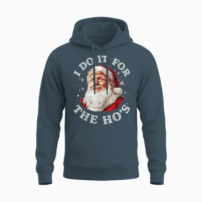 Trump Christmas Santa Claus I Do It for the Hos Cute Xmas Unisex Hoodie - Dark Heather