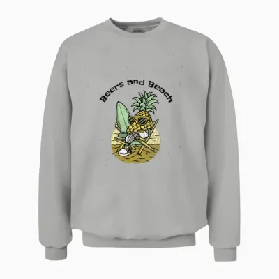 Sunny Pineapple Surfer Unisex Sweatshirt - Ash
