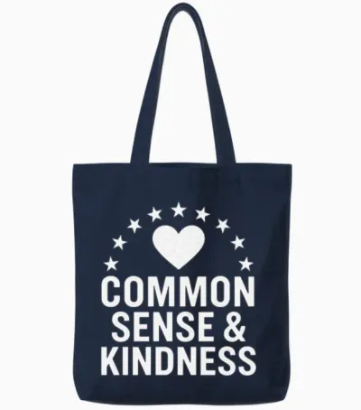 Common Sense & Kindness Vintage Tote Bags - Navy