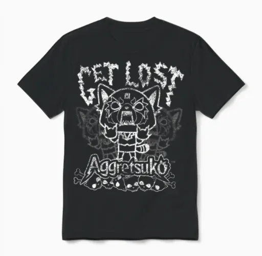 Aggretsuko "get Lost" Rage Unisex T-Shirt in Black