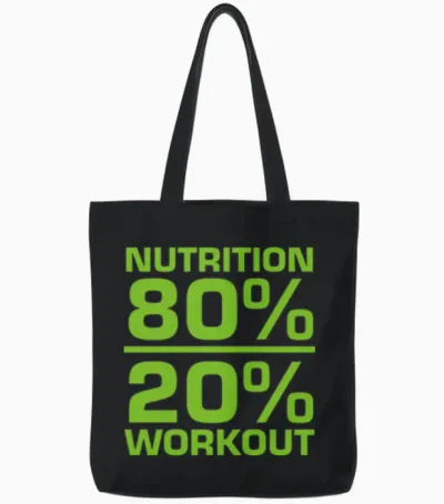 Nutrition 80% 20% Workout Tote Bags - Black