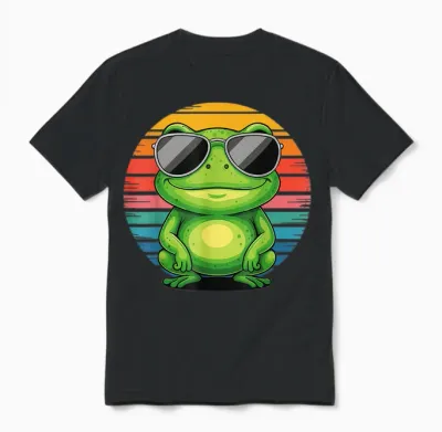 Retro Frosch Mit Sonnenbrille Frosch Vintage Style Unisex T-Shirt - Black