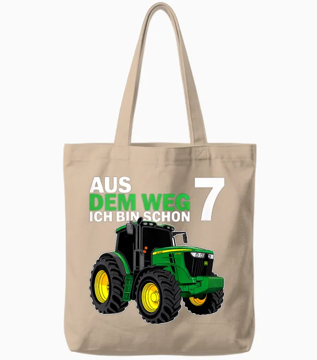 Kinder 7 . Geburtstag Traktor Trecker Siebter Geburtstag 7 Jahre Tote Bags in Natural