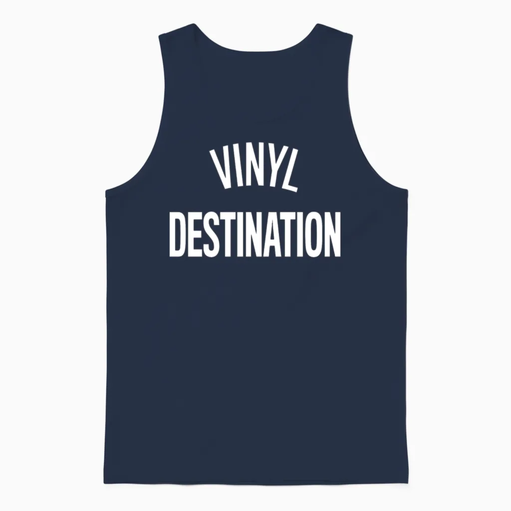Vinyl Destination Shirt and Hoodies Unisex Tank Top in Navy