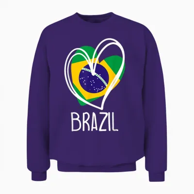 Brazilian Patriotic Flag Cute Heart Map Brazilian Girls Unisex Sweatshirt - Purple
