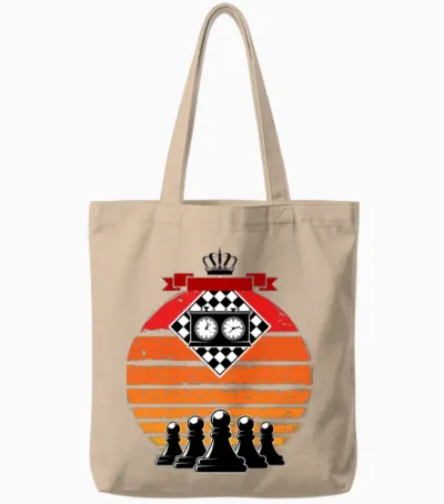 Retro Chess Club Player Tote Bags - Natural