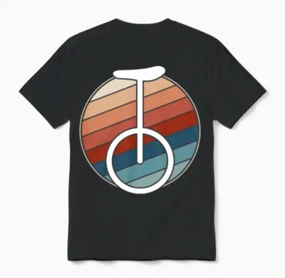 Retro Unicycle Rider Unisex T-Shirt - Black