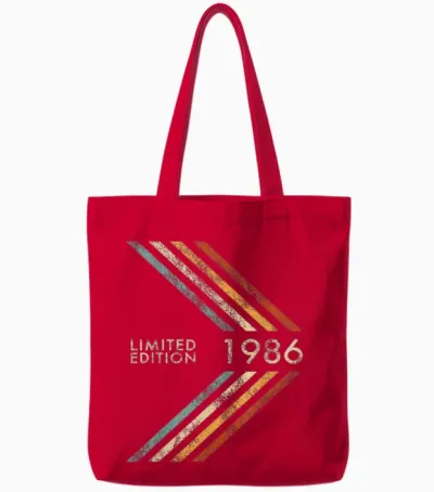 40. Geburtstag 1986 Limited Edition Herren Damen Vintage Style Tote Bags - Red