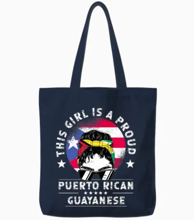 Puerto Rico Flag Guyana Grown Women Girl Tote Bags - Navy