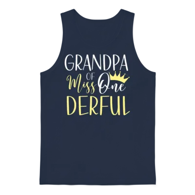 Grandpa of Miss Onederful 1st Birthday First One Unisex Tank Top - Navy
