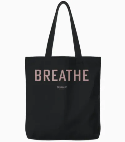 Organaut :: Breathe - Minimalistisches Mantra Tote Bags - Black