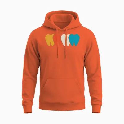 Teeth Retro Dental Unisex Hoodie - Orange