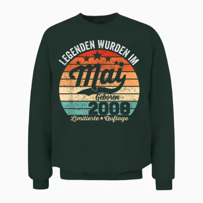 18. Geburtstag Geschenk Mann Legenden Sind Im Mai 2008 Unisex Sweatshirt - Forest