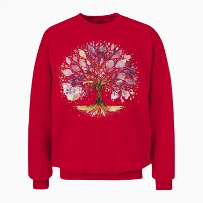 Lila Und Gold Yoga Baum Des Lebens Unisex Sweatshirt - Red