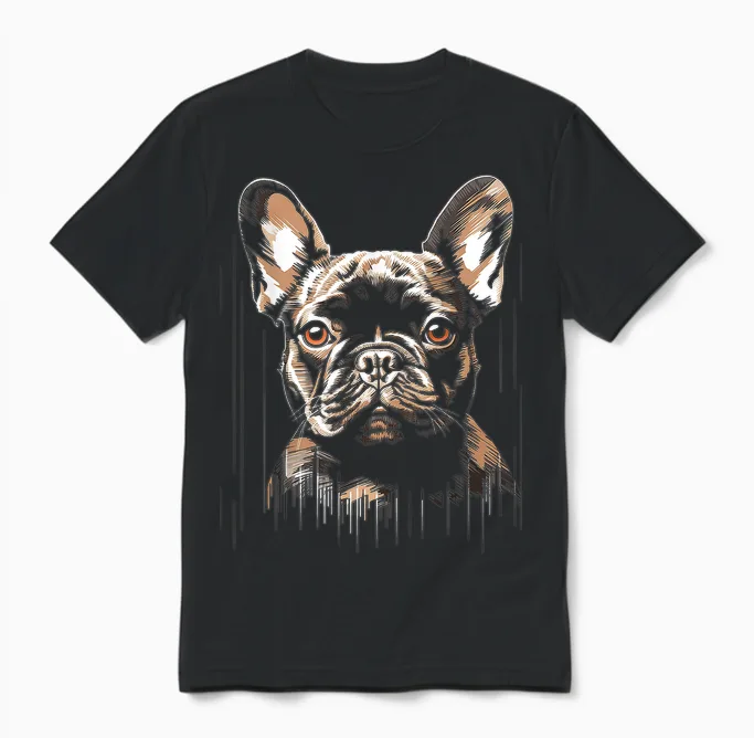 Französische Bulldogge Motiv Pet Art Hund Französische Bulldogge Unisex T-Shirt in Black