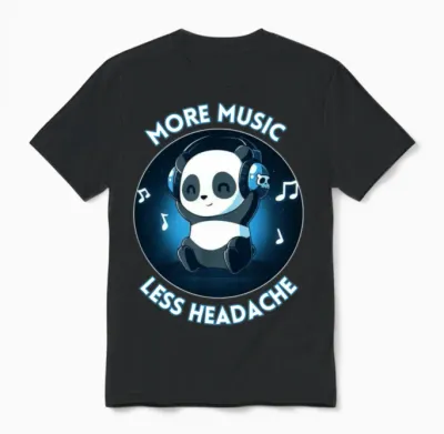 Panda Music Unisex T-Shirt - Black
