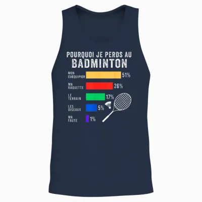 Drôle Badminton Je Peux Pas J'ai Badminton Gift Idea Bad T-Shirt, Black, S Unisex Tank Top - Navy