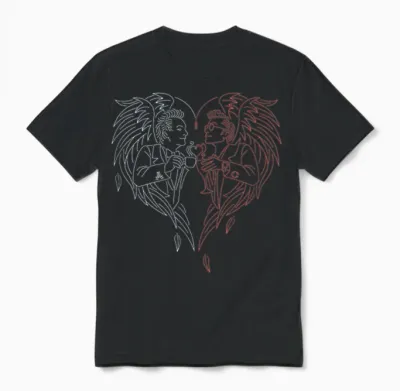 Good Omens - a Toast to the World (blue and Red) T-Shirt, Black Unisex T-Shirt - Black