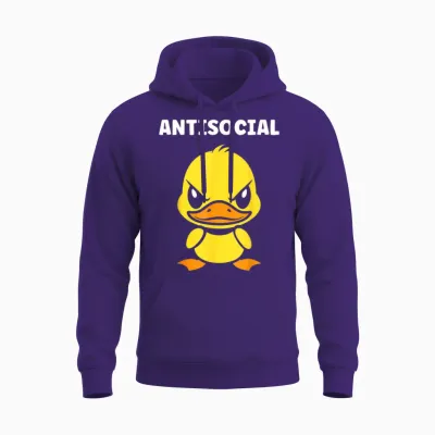 Humour Simple Canard Mignon Grognon Drole Antisocial Unisex Hoodie - Purple