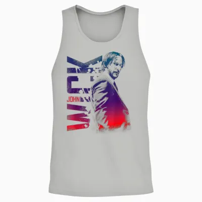 John Wick Colorful Photo with Logo Action Movie Unisex Tank Top - Ash