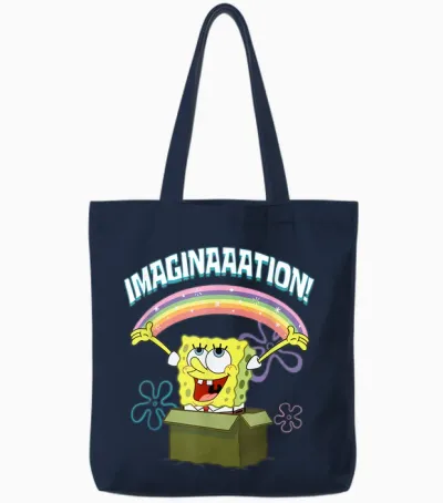 Mademark X Spongebob Squarepants - Spongebob Squarepants Imaginaaation Box Funny Tote Bags - Navy