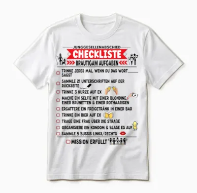 Men's Groom Jga Tasks Checklist Stag Night T-Shirt, White Unisex T-Shirt - White