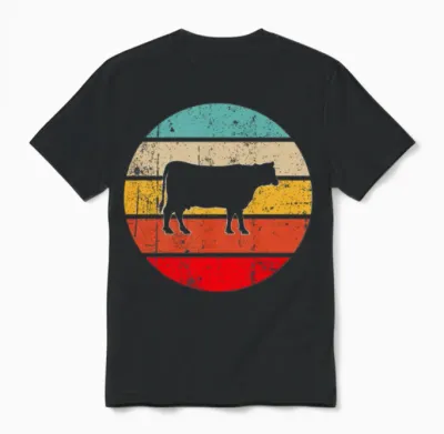 Cow Retro Unisex T-Shirt - Black