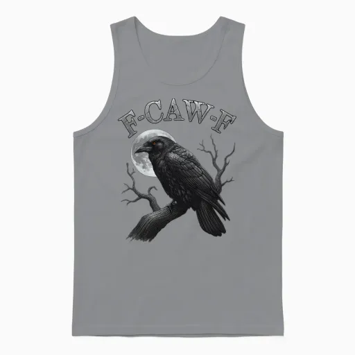 F-Caw-F Black Crow Pun Funny Bird Cawing Unisex Tank Top in Sport Grey
