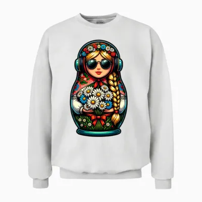 Russian Matryoshka Music Russia Russian Matryoshka Unisex Sweatshirt - White