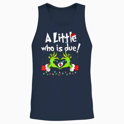 A Little Who Is Due Christmas Pregnancy Announcement Unisex Tank Top - Navy