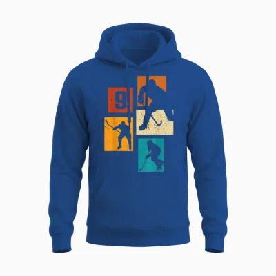 9. Geburtstag Eishockey 9. Jahre Jungs Spieler Retro Unisex Hoodie - Royal