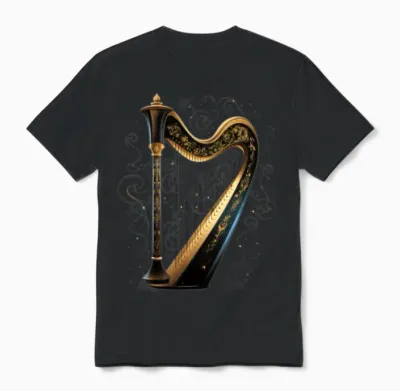 Harp Harpist Music Harp Player Musician Unisex T-Shirt - Black