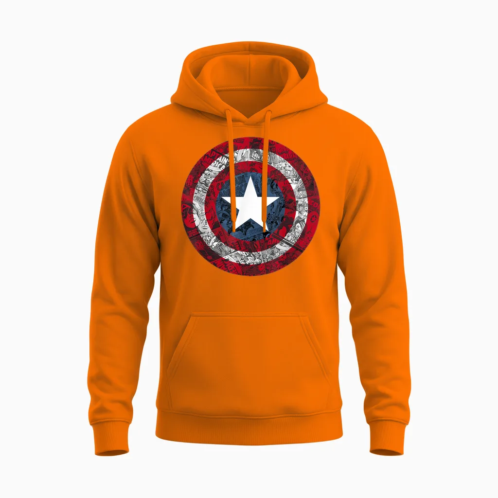 Marvel Captain America Avengers Shield Comic Unisex Hoodie in Safety Orange