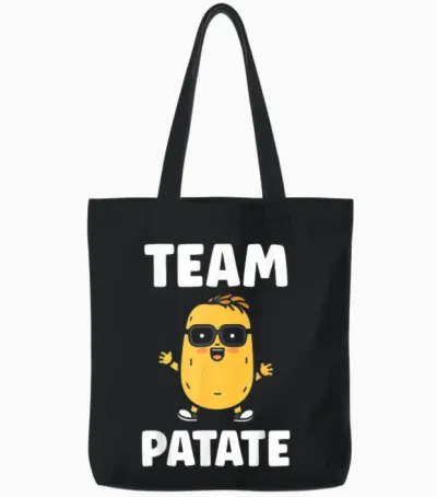 Funny Little Potato Quote Team Potato T-Shirt, Black, S Tote Bags - Black