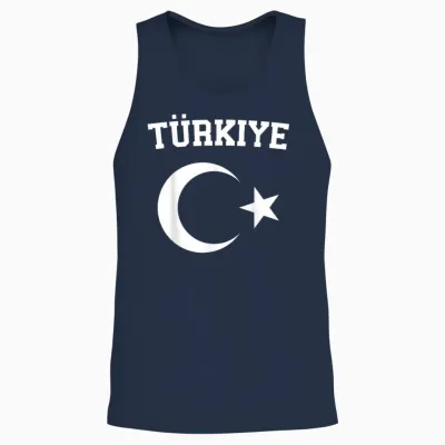 Turkish Flag Türkiye Bayragi Half Moon and Star Turkey T-Shirt, Red Unisex Tank Top - Navy