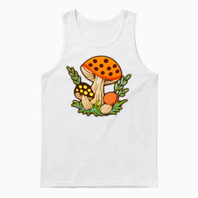 Merry Mushrooms 70s Kitchen Unisex Tank Top - White