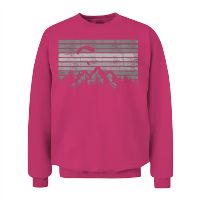 Retro Paragliding Over the Mountains Unisex Sweatshirt - Heliconia
