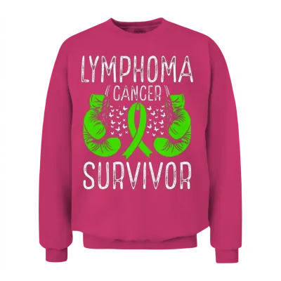 Lymphoma Cancer Survivor Awareness Ribbon Gloves Unisex Sweatshirt - Heliconia