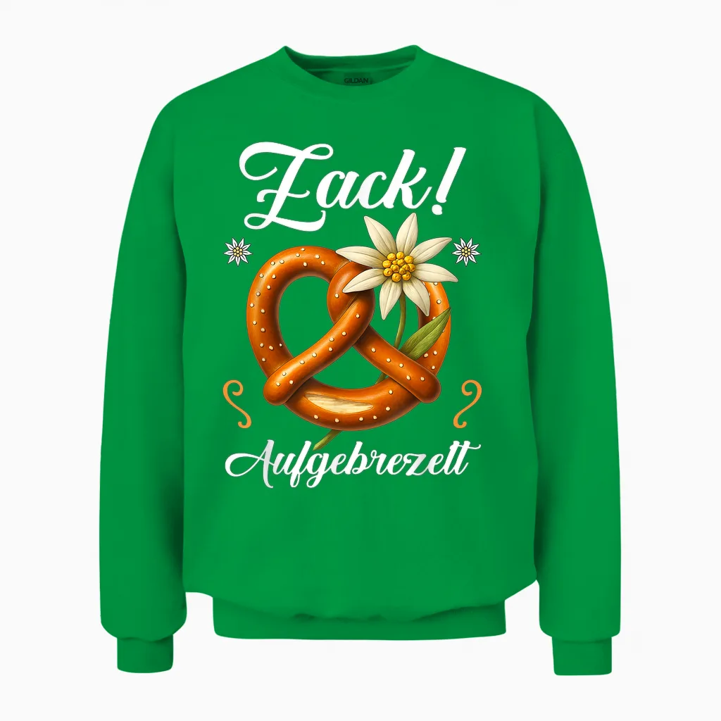 Zack Pretzel Costume Shirt Bavaria Costume Unisex Sweatshirt in Irish Green