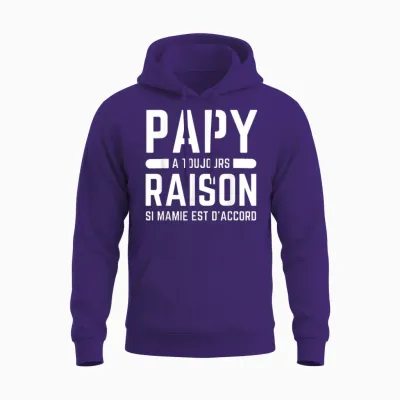 Grandpa Is Always Right if Granny Is Agree Super Grandpa T-Shirt, Black, S Unisex Hoodie - Purple