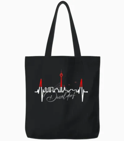 Düsseldorf Skyline Heartbeat Heart I Love Düsseldorfer Tote Bags - Black
